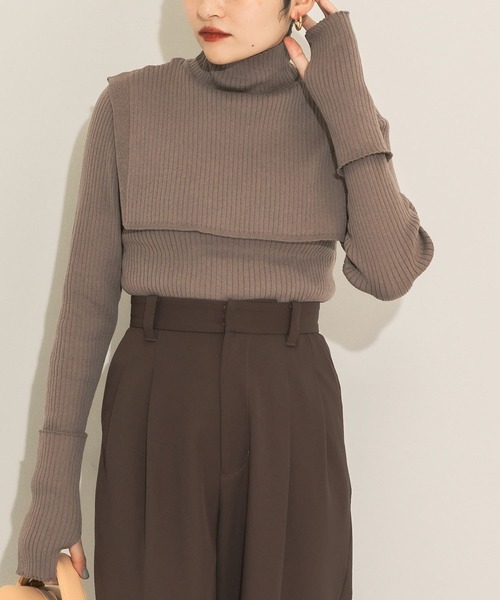 KBF（ケイビーエフ）の「『のんさん着用』オーバーショールハイネックニット（ニット/セーター・レディース・ブラック/アイボリー/モカ・ONE）」の4枚目の写真