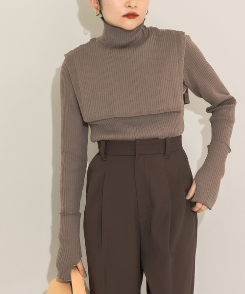 KBF（ケイビーエフ）の「『のんさん着用』オーバーショールハイネックニット（ニット/セーター・レディース・ブラック/アイボリー/モカ・ONE）」の5枚目の写真