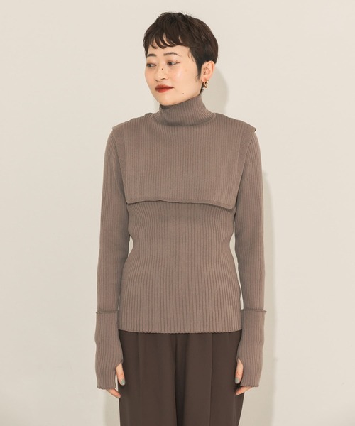 KBF（ケイビーエフ）の「『のんさん着用』オーバーショールハイネックニット（ニット/セーター・レディース・ブラック/アイボリー/モカ・ONE）」の12枚目の写真