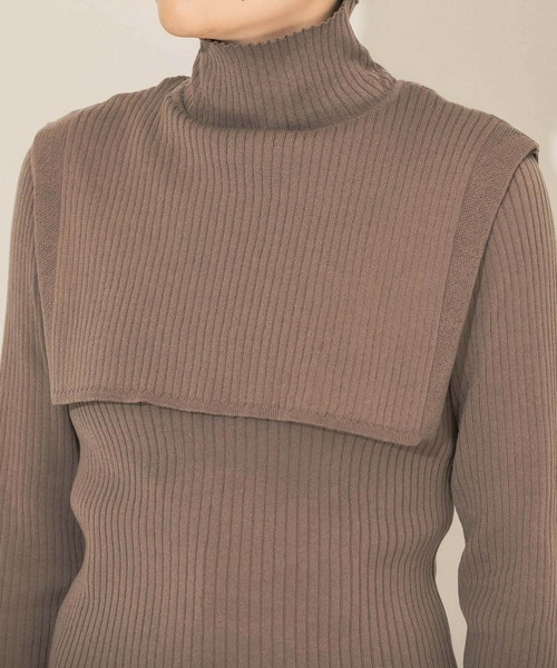 KBF（ケイビーエフ）の「『のんさん着用』オーバーショールハイネックニット（ニット/セーター・レディース・ブラック/アイボリー/モカ・ONE）」の15枚目の写真