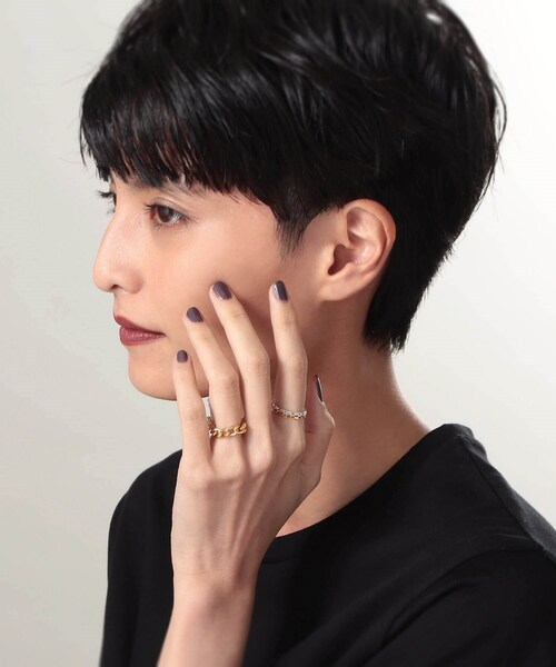 COCOSHNIK ONKITSCH(ココシュニックオンキッチュ)の「シルバー チェーンリング カーブチェーン GP(リング・レディース・ホワイト系その他7・13/17)」の6枚目の写真