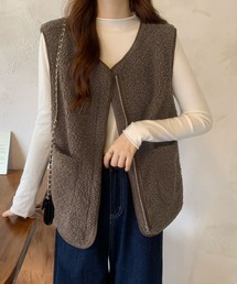 me+em select | 【 ５色展開 】エコムートンジップボアベスト(ベスト)