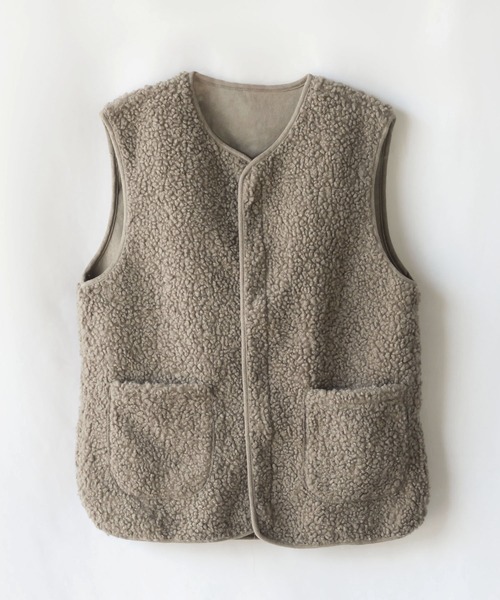 me+em select（ミームセレクト）の「【 ５色展開 】エコムートンジップボアベスト（ベスト・レディース・ベージュ/ブラウン/アイボリー/モカ/ダークベージュ・FREE）」の9枚目の写真