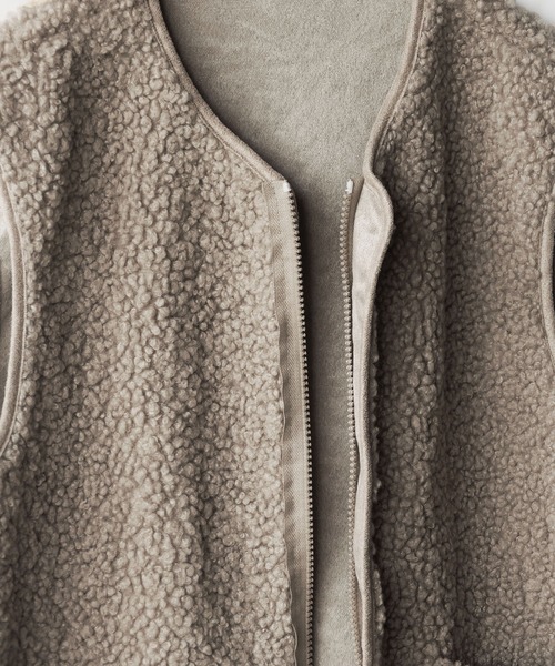 me+em select（ミームセレクト）の「【 ５色展開 】エコムートンジップボアベスト（ベスト・レディース・ベージュ/ブラウン/アイボリー/モカ/ダークベージュ・FREE）」の16枚目の写真