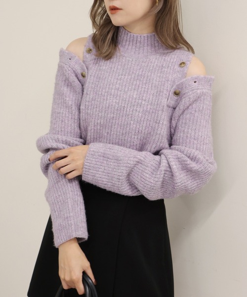 one after another NICE CLAUP（ワンアフターアナザーナイスクラップ）の「トレンドの肌見せができる。肩あきマルチWAYニット（ニット/セーター・レディース・オフホワイト/ベージュ/ブラック/パープル系その他・FREE）」の4枚目の写真