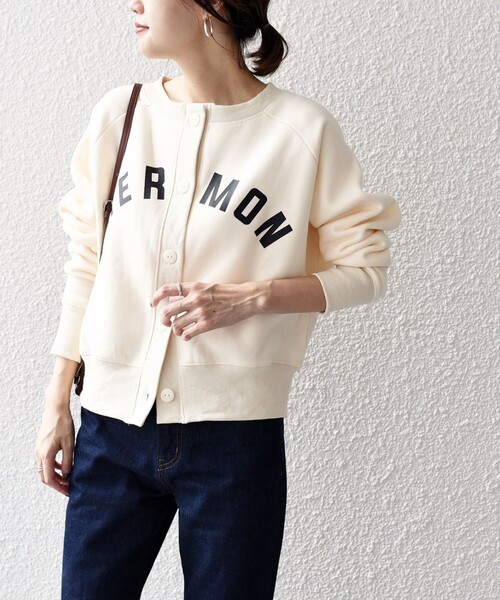 SHIPS（シップス）の「*【SHIPS別注】Goodwear:カレッジロゴカーディガン◆（カーディガン/ボレロ・レディース・ライトグレー/オフホワイト/ピンク系/ネイビー・ONE SIZE）」の21枚目の写真