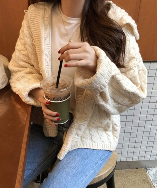 shopnikoniko（ショップニコニコ）の「トグルボタン ダッフル ニットカーディガン（カーディガン/ボレロ・レディース・アイボリー・フリー）」の6枚目の写真