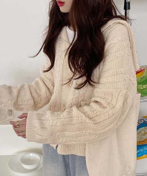 shopnikoniko（ショップニコニコ）の「トグルボタン ダッフル ニットカーディガン（カーディガン/ボレロ・レディース・アイボリー・フリー）」の14枚目の写真