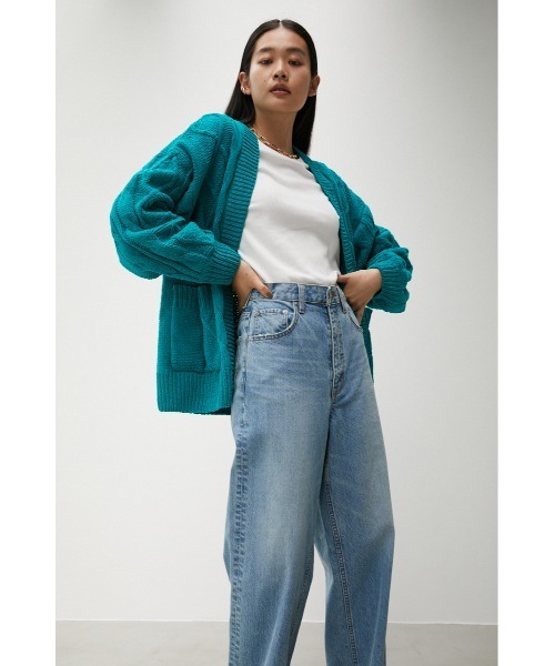 AZUL by moussy（アズールバイマウジー）の「CHENILLE CABLE KNIT CARDIGAN/シェニールケーブルニットカーディガン（カーディガン/ボレロ・レディース・ブラック/オレンジ/アイボリー/ピンク系その他/ターコイズブルー系・FREE）」の16枚目の写真