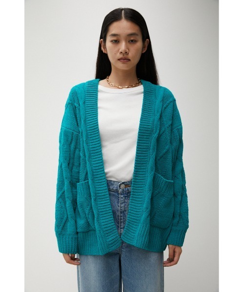 AZUL by moussy（アズールバイマウジー）の「CHENILLE CABLE KNIT CARDIGAN/シェニールケーブルニットカーディガン（カーディガン/ボレロ・レディース・ブラック/オレンジ/アイボリー/ピンク系その他/ターコイズブルー系・FREE）」の13枚目の写真
