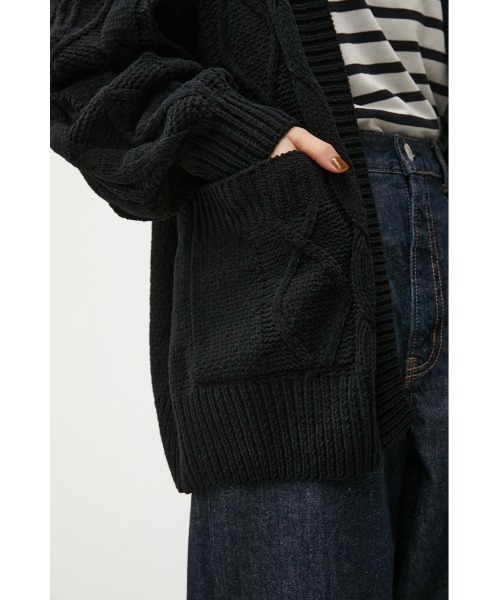 AZUL by moussy（アズールバイマウジー）の「CHENILLE CABLE KNIT CARDIGAN/シェニールケーブルニットカーディガン（カーディガン/ボレロ・レディース・ブラック/オレンジ/アイボリー/ピンク系その他/ターコイズブルー系・FREE）」の21枚目の写真