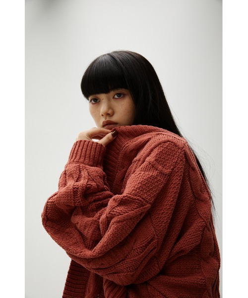 AZUL by moussy（アズールバイマウジー）の「CHENILLE CABLE KNIT CARDIGAN/シェニールケーブルニットカーディガン（カーディガン/ボレロ・レディース・ブラック/オレンジ/アイボリー/ピンク系その他/ターコイズブルー系・FREE）」の17枚目の写真