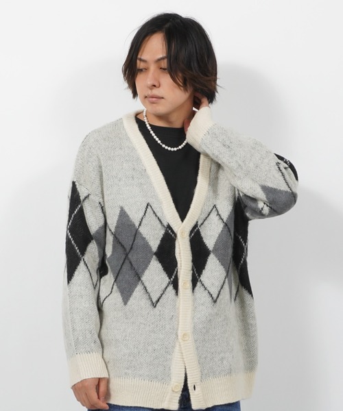 1111clothing(ワンフォークロージング)の「WJQ モヘアタッチ ルーズカーディガン / ニット カーディガン ボレロ オーバーサイズ(カーディガン/ボレロ・メンズ・ブラウン/グレー系6/ホワイト系6/ベージュ系5/ベージュ/パープル/ブラック/チャコールグレー/ホワイト系5/ブラック系4/マスタード/ベージュ系4・FREE)」の2枚目の写真