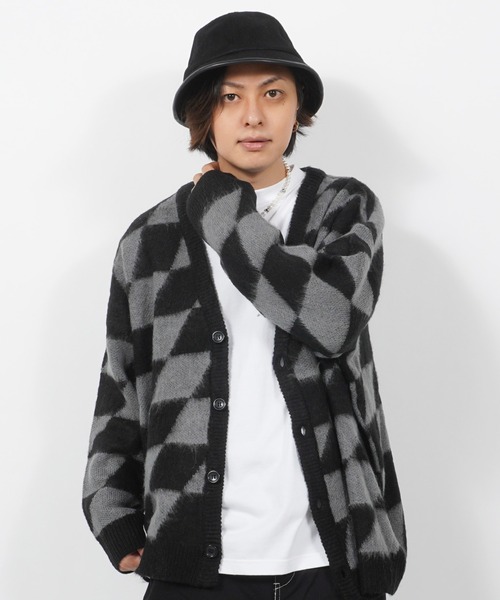 1111clothing(ワンフォークロージング)の「WJQ モヘアタッチ ルーズカーディガン / ニット カーディガン ボレロ オーバーサイズ(カーディガン/ボレロ・メンズ・ブラウン/グレー系6/ホワイト系6/ベージュ系5/ベージュ/パープル/ブラック/チャコールグレー/ホワイト系5/ブラック系4/マスタード/ベージュ系4・FREE)」の6枚目の写真
