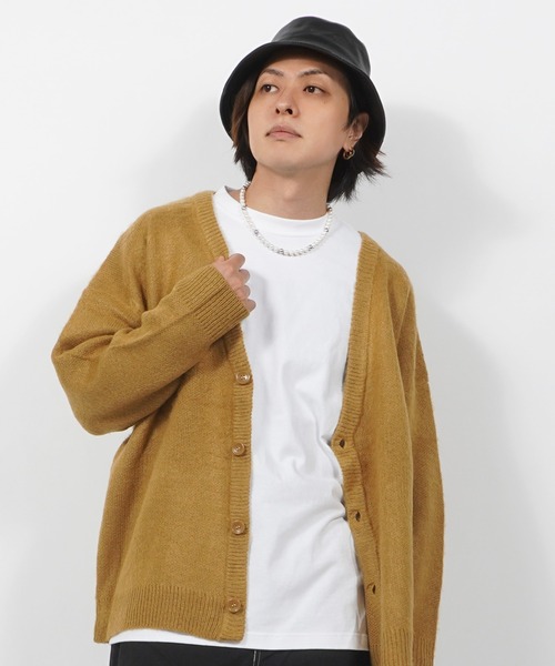 1111clothing(ワンフォークロージング)の「WJQ モヘアタッチ ルーズカーディガン / ニット カーディガン ボレロ オーバーサイズ(カーディガン/ボレロ・メンズ・ブラウン/グレー系6/ホワイト系6/ベージュ系5/ベージュ/パープル/ブラック/チャコールグレー/ホワイト系5/ブラック系4/マスタード/ベージュ系4・FREE)」の12枚目の写真