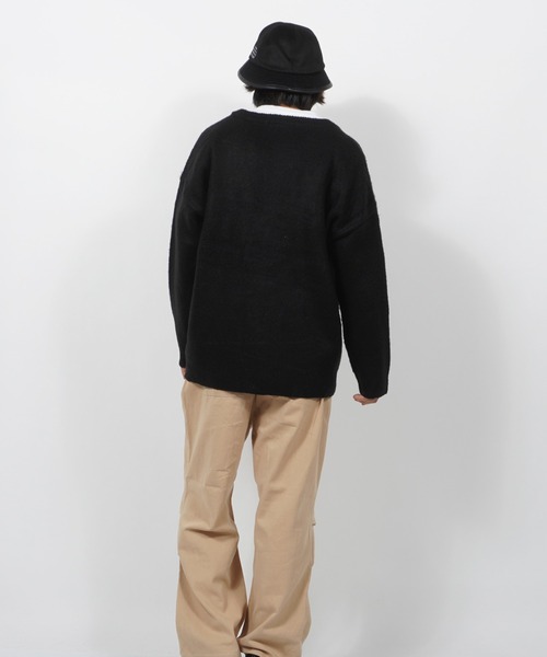 1111clothing(ワンフォークロージング)の「WJQ モヘアタッチ ルーズカーディガン / ニット カーディガン ボレロ オーバーサイズ(カーディガン/ボレロ・メンズ・ブラウン/グレー系6/ホワイト系6/ベージュ系5/ベージュ/パープル/ブラック/チャコールグレー/ホワイト系5/ブラック系4/マスタード/ベージュ系4・FREE)」の18枚目の写真