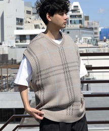 ジャガード大柄ニットベスト