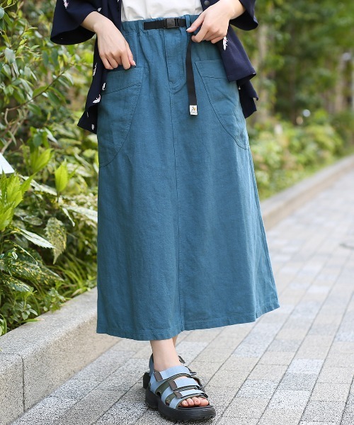 go slow caravan(ゴースローキャラバン)の「go slow caravan リネンコットン脇ポケスカート【WEB限定】(スカート・レディース・ブルー/ブラック/カーキ/オレンジ/ナチュラル・FREE)」の5枚目の写真