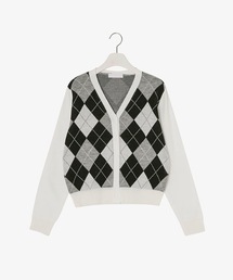 SONA | SONYUNARA Vネックアーガイルニットカーディガン(カーディガン/ボレロ)