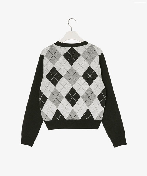 SONA（ソナ）の「SONYUNARA Vネックアーガイルニットカーディガン（カーディガン/ボレロ・レディース・ブラック/グレー/アイボリー・FREE）」の21枚目の写真