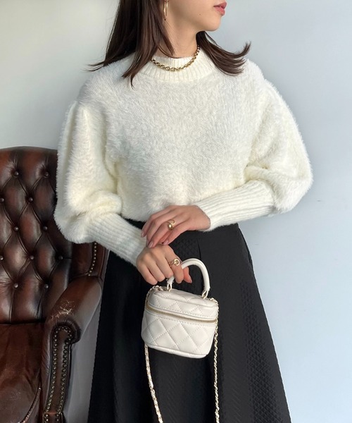 prose verse(プロズヴェール)の「ロングカフス袖ボリュームシャギーニット(ニット/セーター・レディース・ブルー/グレイッシュベージュ/チャコール/アイボリー・フリ-)」の2枚目の写真