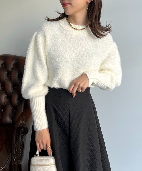 prose verse(プロズヴェール)の「ロングカフス袖ボリュームシャギーニット(ニット/セーター・レディース・ブルー/グレイッシュベージュ/チャコール/アイボリー・フリ-)」の5枚目の写真