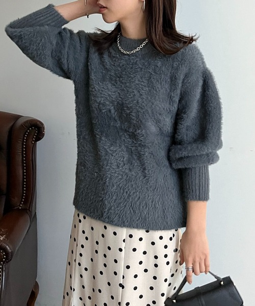 prose verse(プロズヴェール)の「ロングカフス袖ボリュームシャギーニット(ニット/セーター・レディース・ブルー/グレイッシュベージュ/チャコール/アイボリー・フリ-)」の14枚目の写真