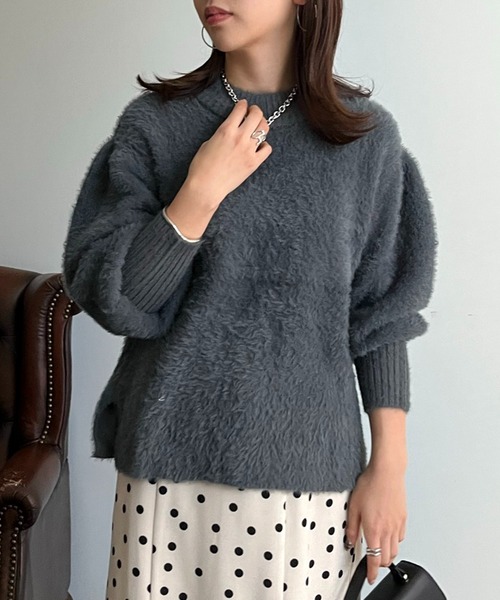 prose verse(プロズヴェール)の「ロングカフス袖ボリュームシャギーニット(ニット/セーター・レディース・ブルー/グレイッシュベージュ/チャコール/アイボリー・フリ-)」の19枚目の写真