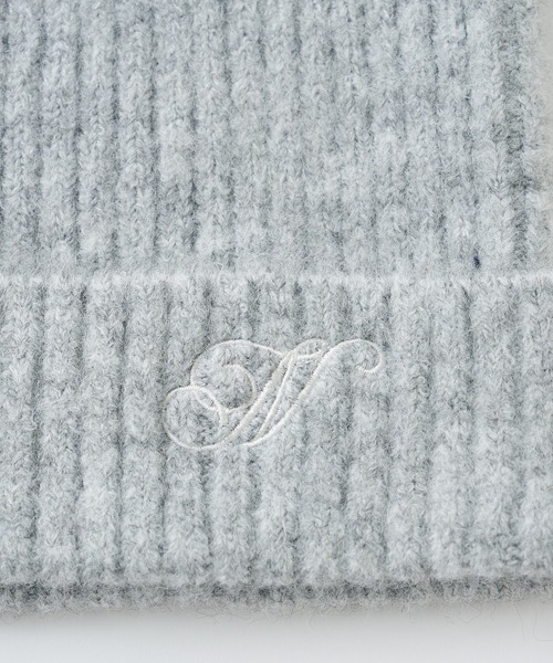 one after another NICE CLAUP（ワンアフターアナザーナイスクラップ）の「N刺繍ニットキャップ（ニットキャップ/ビーニー・レディース・ブラック/杢グレー/オフホワイト・FREE）」の6枚目の写真