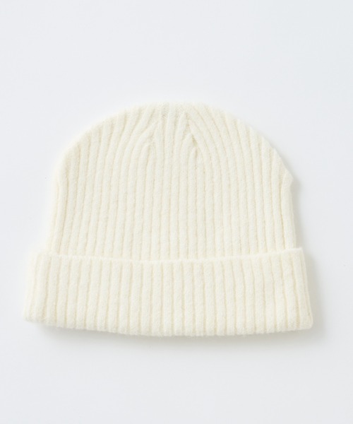 one after another NICE CLAUP（ワンアフターアナザーナイスクラップ）の「N刺繍ニットキャップ（ニットキャップ/ビーニー・レディース・ブラック/杢グレー/オフホワイト・FREE）」の4枚目の写真