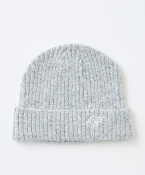 one after another NICE CLAUP（ワンアフターアナザーナイスクラップ）の「N刺繍ニットキャップ（ニットキャップ/ビーニー・レディース・ブラック/杢グレー/オフホワイト・FREE）」の8枚目の写真