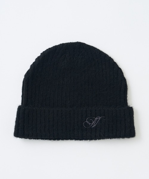 one after another NICE CLAUP（ワンアフターアナザーナイスクラップ）の「N刺繍ニットキャップ（ニットキャップ/ビーニー・レディース・ブラック/杢グレー/オフホワイト・FREE）」の10枚目の写真