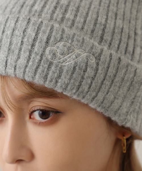 one after another NICE CLAUP（ワンアフターアナザーナイスクラップ）の「N刺繍ニットキャップ（ニットキャップ/ビーニー・レディース・ブラック/杢グレー/オフホワイト・FREE）」の17枚目の写真