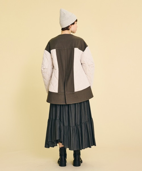 LANVIN en Bleu(ランバンオンブルー)の「メルトンコンビキルティング LANVIN en Bleu(ランバンオンブルー)の「メルトンコンビキルティング