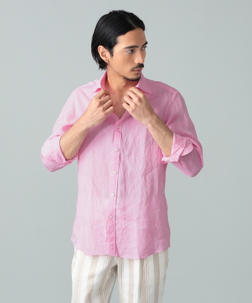 BRILLA per il gusto（ブリッラペルイルグースト）の「【ビームスの百名品】リネン カッタウェイ ワイドカラーシャツ（シャツ/ブラウス・メンズ・グリーン系その他4/ホワイト/ダークブラウン/ピンク/ネイビー/ロイヤルブルー/オレンジ/ブルー系その他2/ブルー系その他3/イエロー/ブルー/グリーン系その他3・M/L/XL/XS/S）」の20枚目の写真