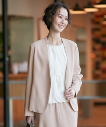 自由区（ジユウク）の「【洗える】ダブルフェイススーティング ノーカラージャケット（ノーカラージャケット・レディース）」