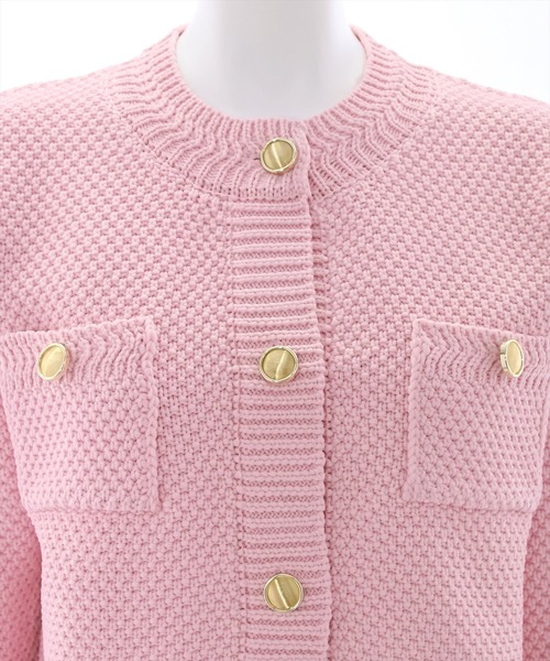 clear（クリア）の「ニットショートジャケット（ノーカラージャケット・レディース・ピンク/イエロー/アイボリー/ブルー・F）」の9枚目の写真