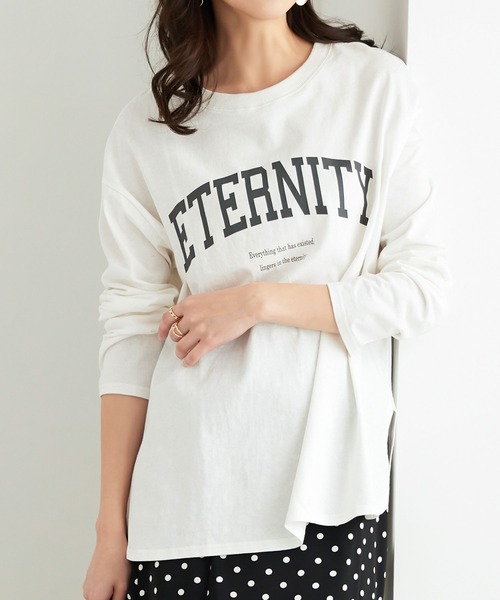 CHAN ME(チャンミ)の「綿100%カレッジロゴラウンドヘムオーバーTシャツ(Tシャツ/カットソー・レディース・グリーン系その他/ブラック/ホワイト・MEDIUM/LARGE/X-LARGE)」の17枚目の写真