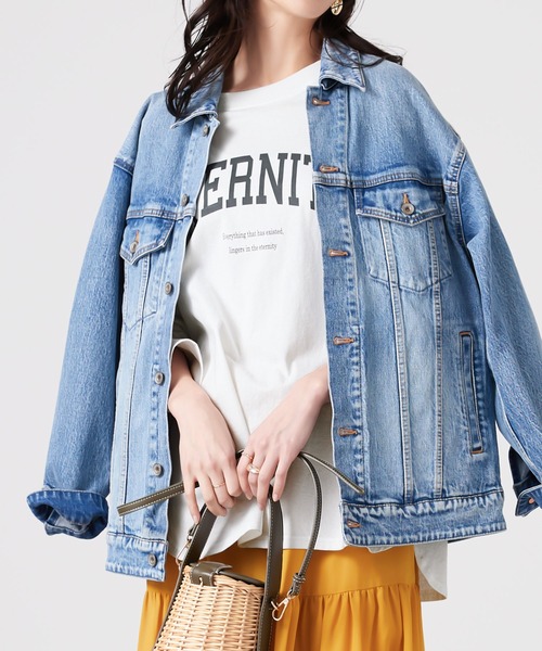 CHAN ME(チャンミ)の「綿100%カレッジロゴラウンドヘムオーバーTシャツ(Tシャツ/カットソー・レディース・グリーン系その他/ブラック/ホワイト・MEDIUM/LARGE/X-LARGE)」の19枚目の写真