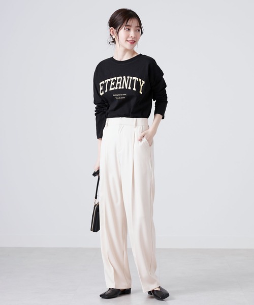 CHAN ME(チャンミ)の「綿100%カレッジロゴラウンドヘムオーバーTシャツ(Tシャツ/カットソー・レディース・グリーン系その他/ブラック/ホワイト・MEDIUM/LARGE/X-LARGE)」の16枚目の写真