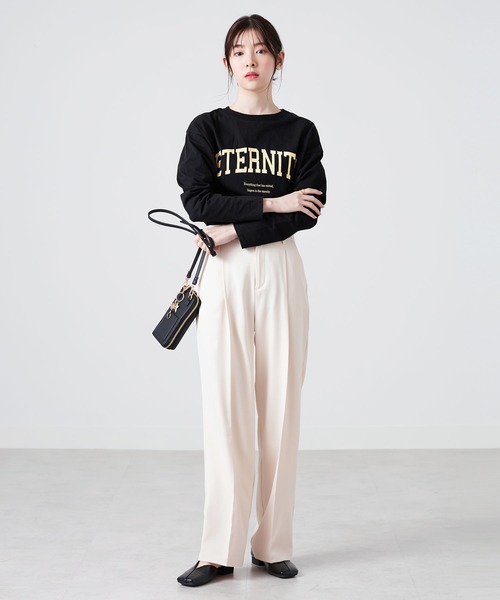 CHAN ME(チャンミ)の「綿100%カレッジロゴラウンドヘムオーバーTシャツ(Tシャツ/カットソー・レディース・グリーン系その他/ブラック/ホワイト・MEDIUM/LARGE/X-LARGE)」の15枚目の写真
