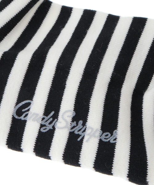 Candy Stripper(キャンディストリッパー)の「DISTORTED SMILE BORDER ソックス(ソックス/靴下・レディース・パープル/オフホワイト/グリーン・FREE)」の8枚目の写真