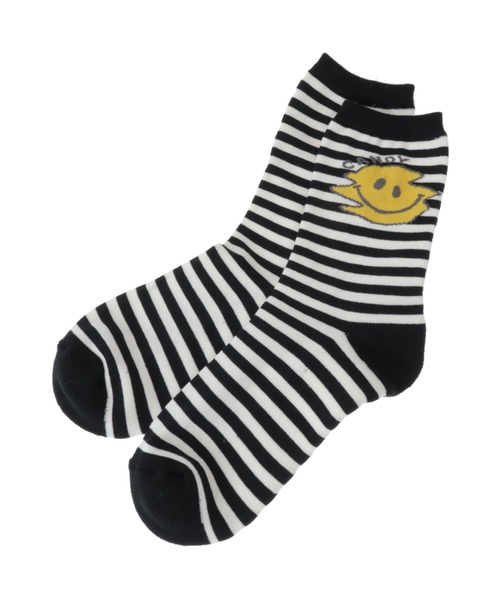 Candy Stripper(キャンディストリッパー)の「DISTORTED SMILE BORDER ソックス(ソックス/靴下・レディース・パープル/オフホワイト/グリーン・FREE)」の7枚目の写真