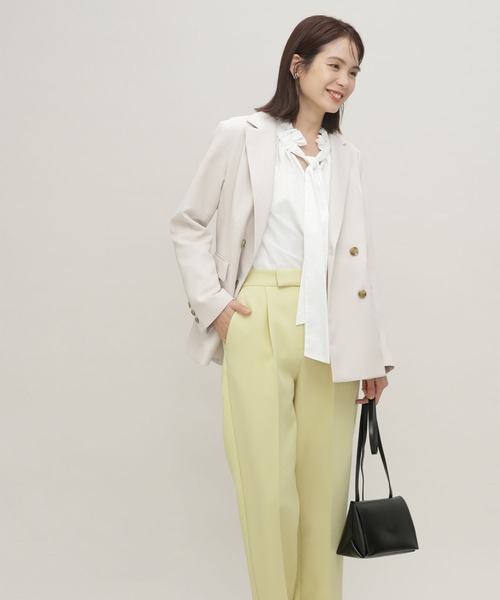 NANO universe（ナノユニバース）の「LB.03/マルチファンクションカルゼダブルジャケット(セットアップ可)（テーラードジャケット・レディース・ライトベージュ/ネイビー/グリーン・Ⅰ/Ⅱ）」の7枚目の写真