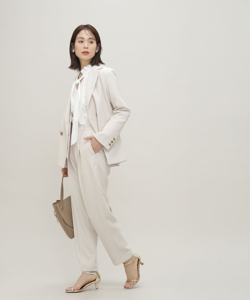 NANO universe（ナノユニバース）の「LB.03/マルチファンクションカルゼダブルジャケット(セットアップ可)（テーラードジャケット・レディース・ライトベージュ/ネイビー/グリーン・Ⅰ/Ⅱ）」の8枚目の写真