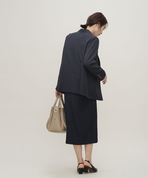 NANO universe（ナノユニバース）の「LB.03/マルチファンクションカルゼダブルジャケット(セットアップ可)（テーラードジャケット・レディース・ライトベージュ/ネイビー/グリーン・Ⅰ/Ⅱ）」の16枚目の写真