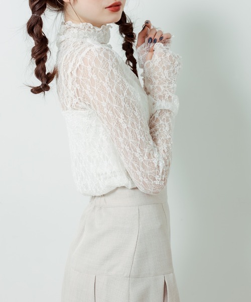 OLIVE des OLIVE（オリーブデオリーブ）の「レースくしゅくしゅインナー（Tシャツ/カットソー・レディース・ホワイト/オフホワイト・FREE）」の8枚目の写真