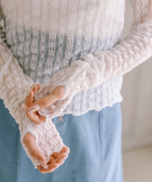 OLIVE des OLIVE（オリーブデオリーブ）の「レースくしゅくしゅインナー（Tシャツ/カットソー・レディース・ホワイト/オフホワイト・FREE）」の5枚目の写真