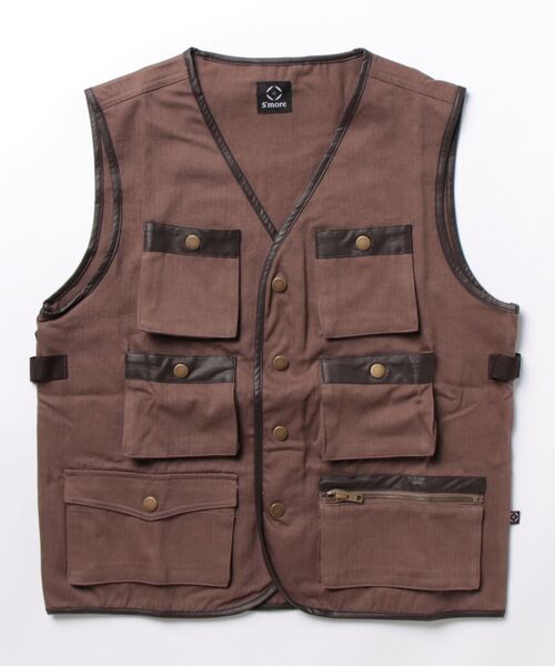 S'more（スモア）の「6POCKETS COTTON 100% VEST（ベスト・メンズ・ホワイト/ブラウン/ベージュ・SMALL/X-LARGE/MEDIUM/LARGE）」の2枚目の写真