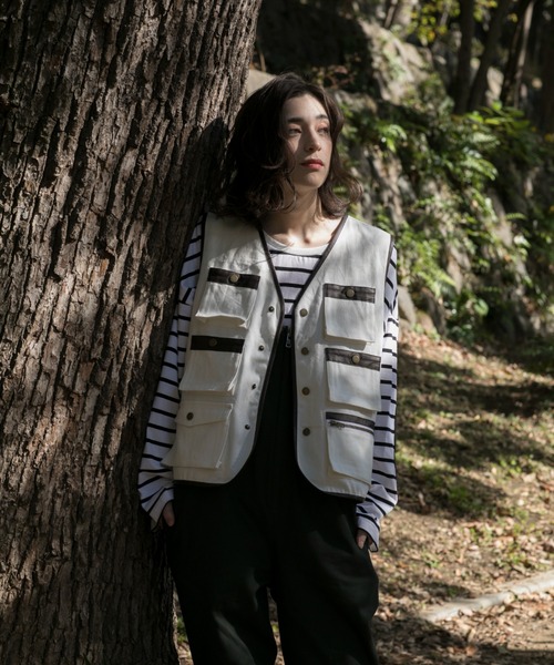S'more（スモア）の「6POCKETS COTTON 100% VEST（ベスト・メンズ・ホワイト/ブラウン/ベージュ・SMALL/X-LARGE/MEDIUM/LARGE）」の6枚目の写真